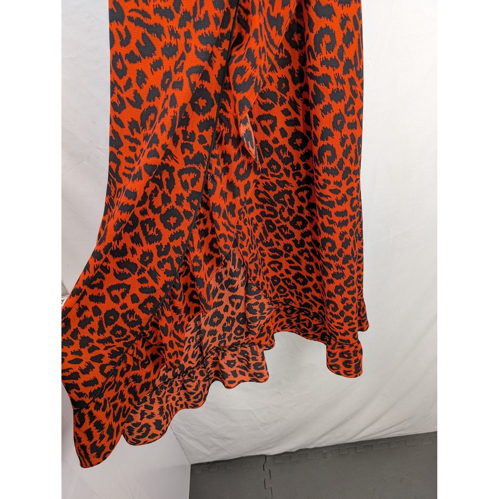 Y2K Leopard Print Ruffle Maxi Wrap Dress Size 4 Strappy Indie Sleaze Festival - Picture 4 of 9